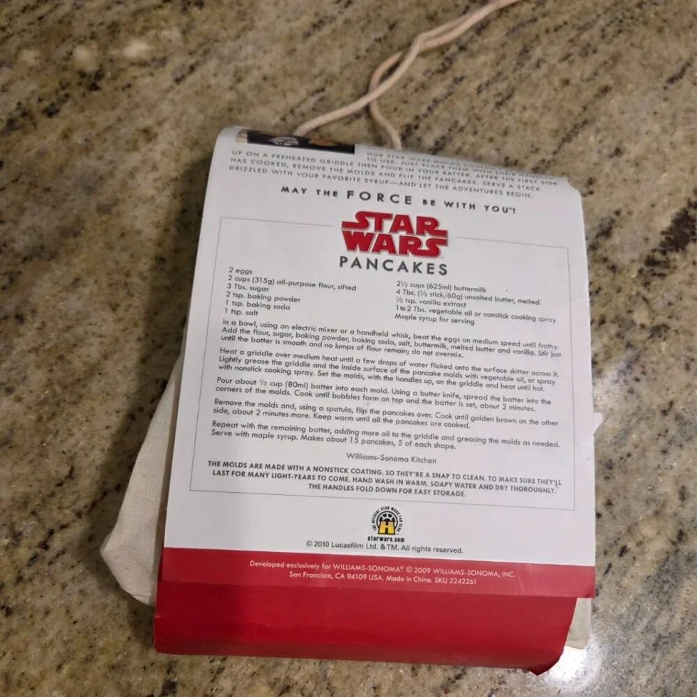 William Sonoma Star Wars Pancake Mold Set of 3 Yoda Darth Vader Stormtrooper